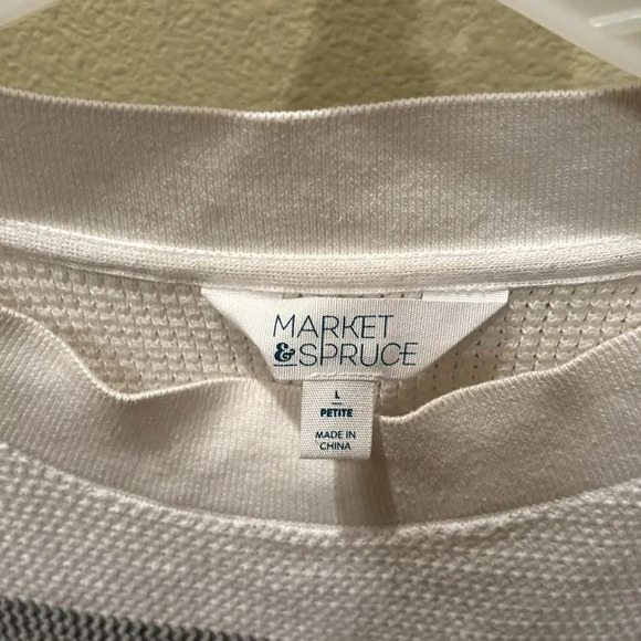 Market and Spruce white and light black striped long sleeve sweater - Picture 5 of 9